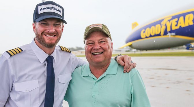 Featured image for Goodyear hands Earnhardt Jr. keys to Goodyear Blimp