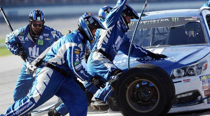Featured Image for Loose wheel saddles Dale Jr. with 22nd at Talladega