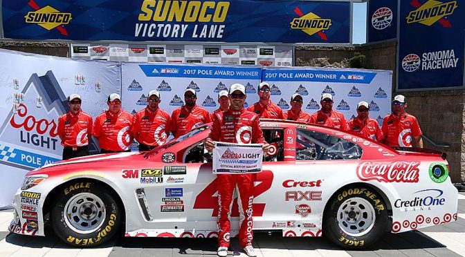 Featured Image for Kyle Larson leads Ganassi 1-2 punch with Coors Light Pole at Sonoma