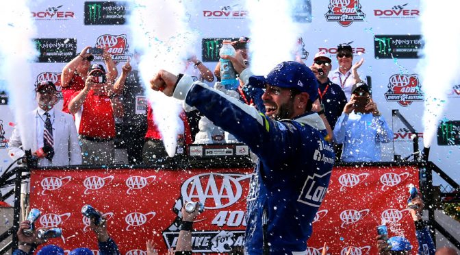 Featured image for Jimmie Johnson tames Dover in OT, ties Yarborough on all-time list
