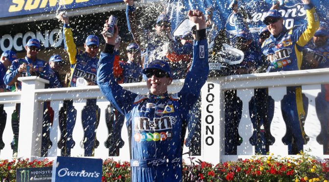 Featured Image for Kyle Busch breaks winless drought, adds Pocono to his list of winning tracks