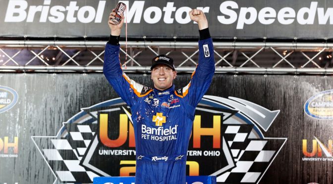 Featured image for Busch overcomes penalty, charges through field for Bristol victory