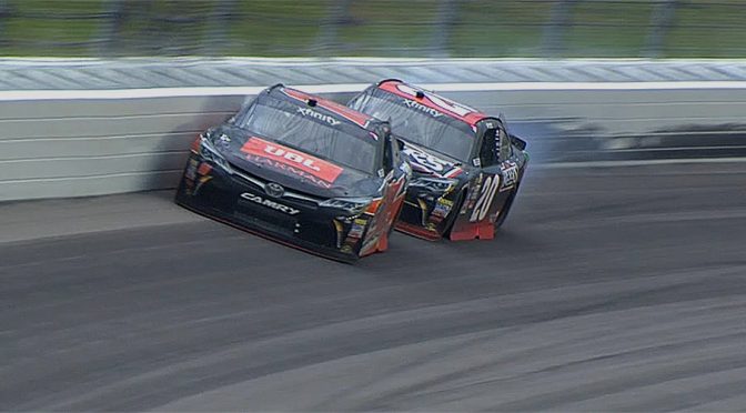 Bell, Jones offer differing takes on contact in closing laps at Kansas
