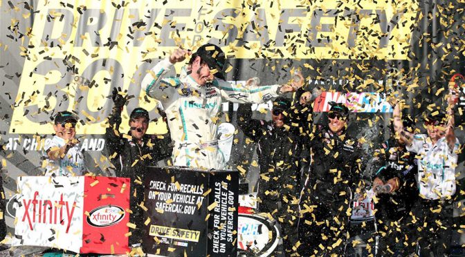 Erik Jones holds off Larson to win at Chicagoland