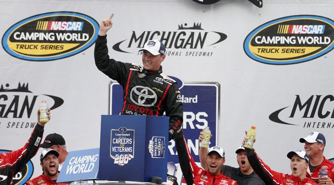 Last-lap pass leads Moffitt to victory at Michigan