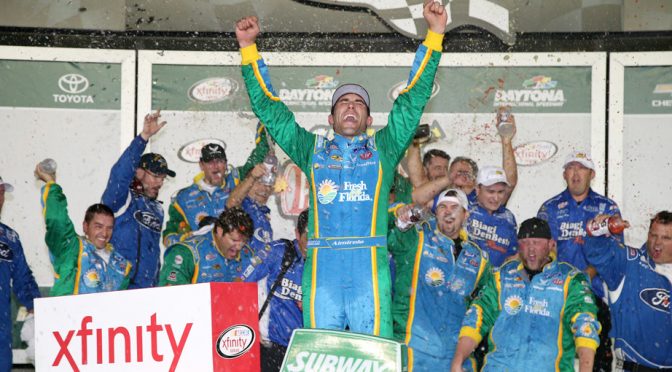 Almirola wins XFINITY race in reviewed, overtime finish