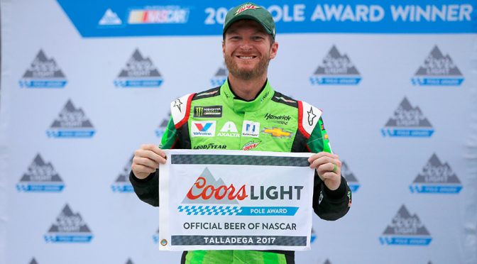 Featured image for Dale Jr. captures first career pole at Talladega
