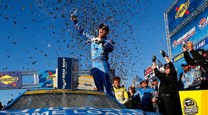 Harvick charges to New Hampshire win with late-race surge