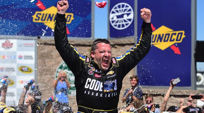 Stewart snaps 84-race skid, foils Hamlin in Sonoma thriller