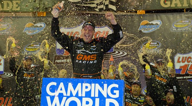 Featured image for Johnny Sauter wins at Phoenix, Championship 4 set for Miami