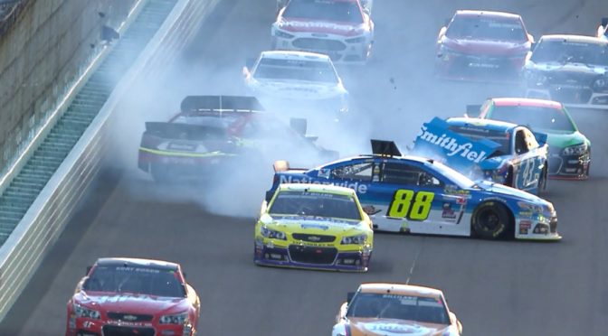 Bowyer, Dale Jr. involved in multi-car wreck at Miami