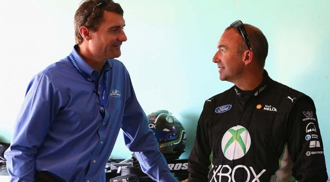 Marcos Ambrose steps out of Penske ride