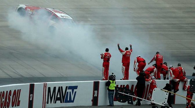 Was Harvick's burnout done to hinder inspection?