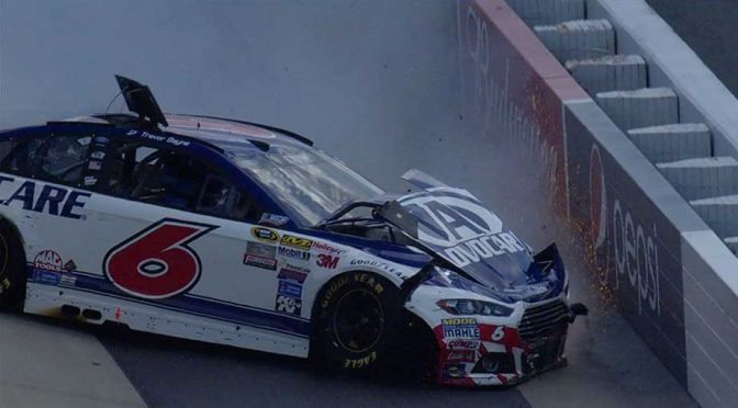 Trevor Bayne crashes, called to NASCAR hauler