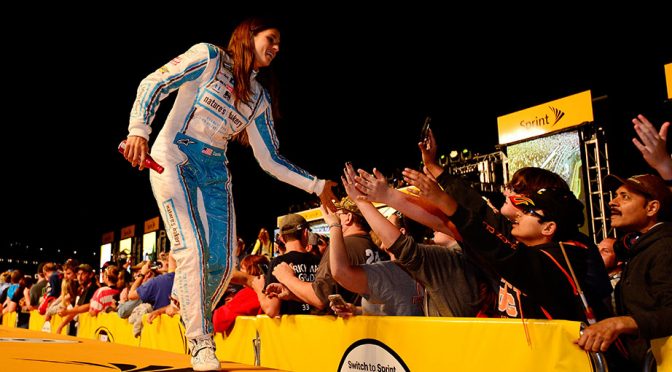Danica Patrick in the TV booth at Pocono