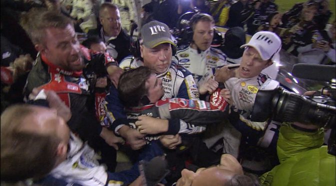 Post-race brawl between Keselowski, Gordon, Harvick