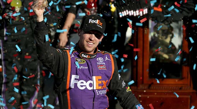 Denny Hamlin delivers win for Gibbs, Toyota