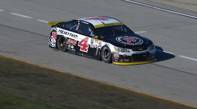 Kevin Harvick wrecks after contact with Jimmie Johnson