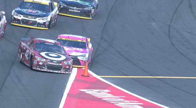 Larson, Kyle Busch collide as pit road opens