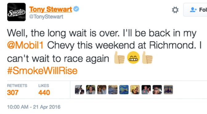 Drivers react to Tony Stewart's return to racing