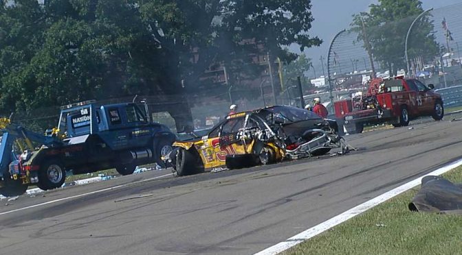 Newman, McDowell involved in hard wreck at the Glen