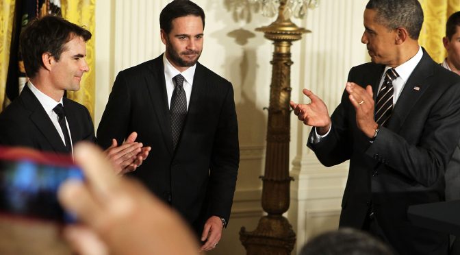 Jeff Gordon's family greets President Obama