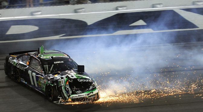 Featured image for Hamlin takes another big hit at Daytona