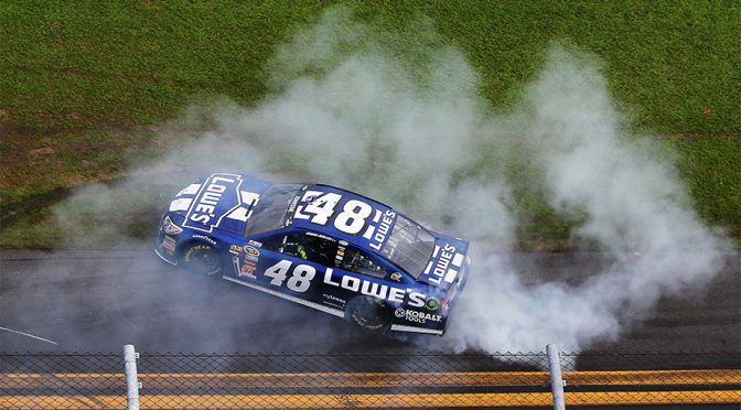 Featured Image for Johnson holds off Dale Jr. for Daytona 500 win