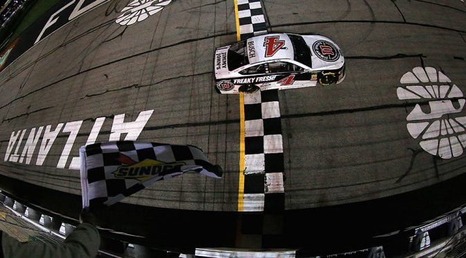Featured Image for Despite damp scene in Atlanta, Stewart-Haas Racing savors banner day in the sun