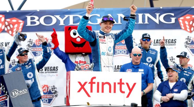 Kyle Larson vaults to first Las Vegas win in Xfinity Series