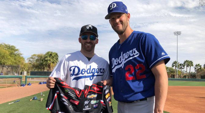 Austin Dillon talks shop with Clayton Kershaw, Dodgers