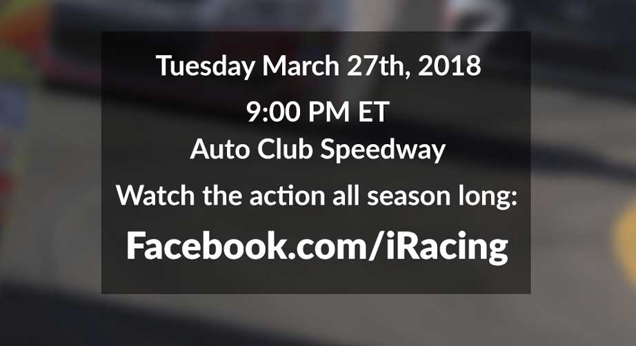 iRacing Tuesday, March 27 at 9 p.m. ET, watch on Facebook.com/iRacing