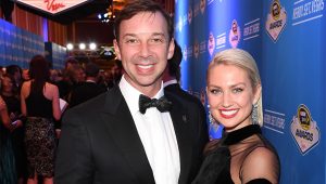 Chad Knaus and wife Brooke pose for a picture