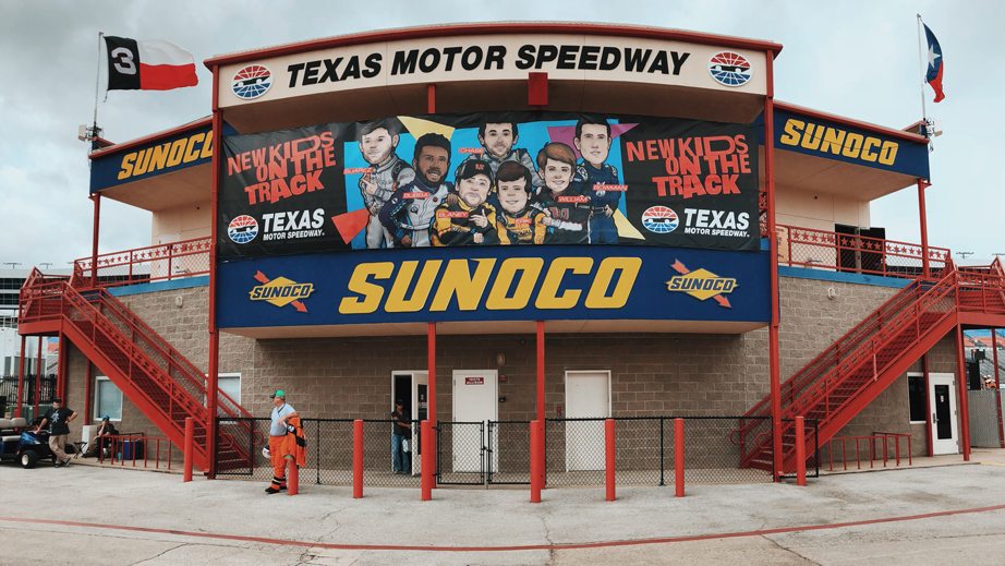 New Kids on the Track sign at Texas.