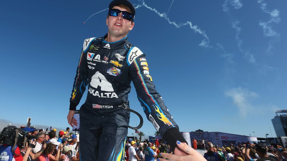 William Byron gives a high five to a fan