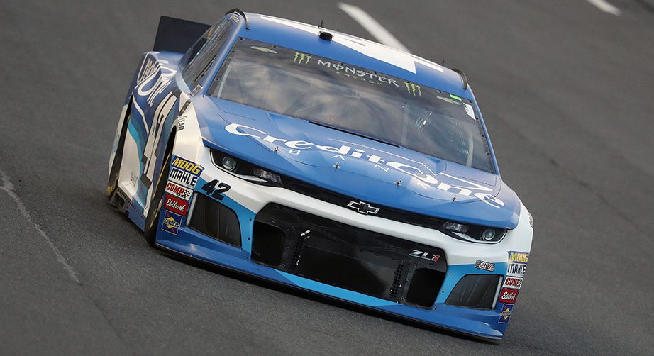Kyle Larson takes a lap during practice at Charlotte Motor Speedway.