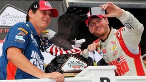 Steve Letarte and Dale Earnhardt Jr. celebrate a Pocono win. The duo swept the 2014 races at the 