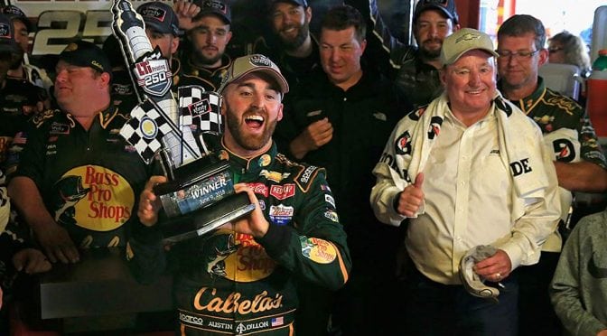 Featured Image for Austin Dillon holds on for rain-shortened Xfinity win at Michigan