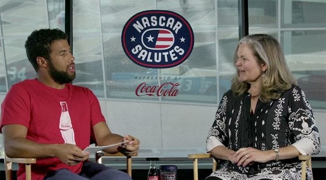 Featured Image for Bubba Wallace helps honor military spouses, interviews Kristen Christy