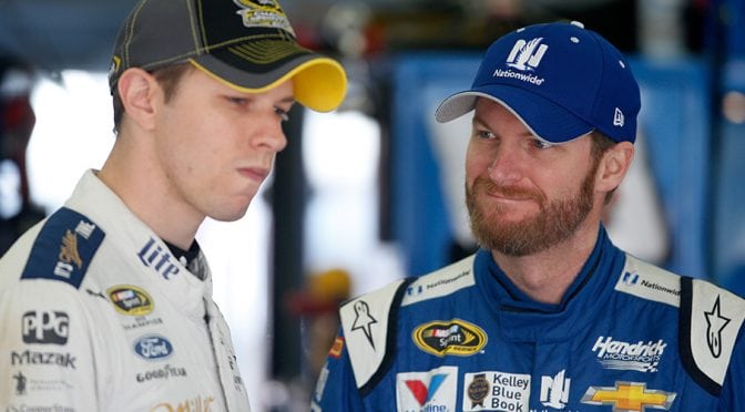 Featured image for Dale Jr. recalls his race to a port-a-john with Brad Keselowski