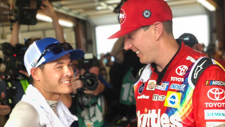 Kyle Larson reacts to Chicagoland finish with Kyle Busch
