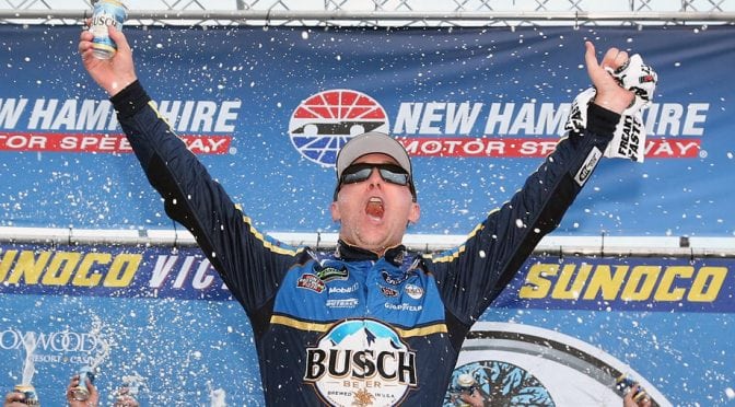 Harvick uses bump-and-run to beat Kyle Busch at New Hampshire