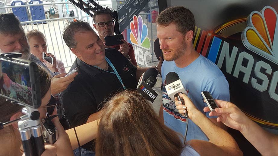 Slide job! Dale Jr. brings catchphrase, enthusiasm to new job