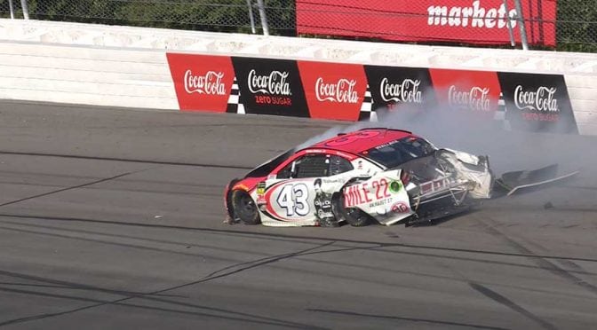 Featured Image for Bubba Wallace walks away after heavy crash at Pocono