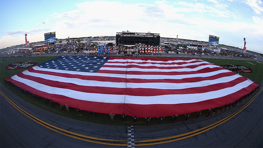 Flag unfurling at Daytona