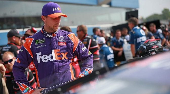 Featured image for Denny Hamlin sweeps to Busch Pole Award in Michigan qualifying