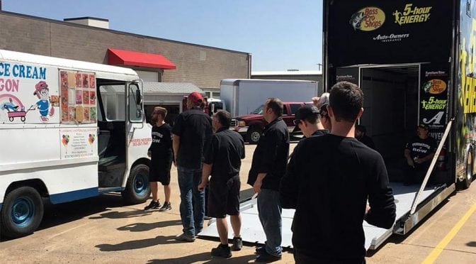 Ice cream social at Furniture Row? Pearn tips cap to Kyle Busch