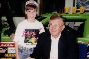 A 12-year-old Denny Hamlin meets with Joe Gibbs in 1992