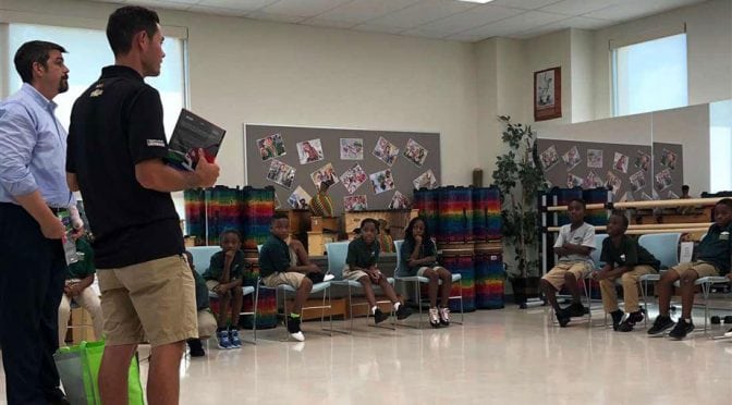 Featured Image for Larson, pit crew members make lasting impact on Meeting Street Academy students