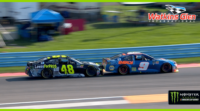 Featured Image for Jimmie Johnson gives Elliott a friendly push after Watkins Glen win